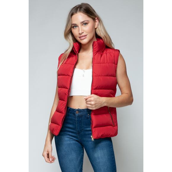 SNOBBISH Red Zip Up Turtleneck Puffer Vest Full Zip Pockets New Fall Winter - Picture 1 of 8